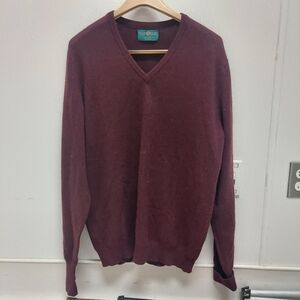 Alan Paine Vintage 100% Cashmere Fall winter Sweater Burgundy Red 47"- XL